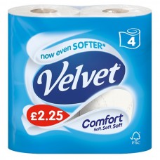 Velvet Comfort 4 Toilet Rolls 6 pack